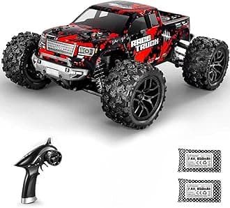 1:18 Scale All Terrain RC Car 36KM/H High Speed, 4WD Electric Vehicle,2.4 GHz Radio Controller, Included 2 Batteries and A Charger,Waterproof Off-Road Truck (Red)