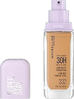 Maybelline Super Stay Lumi-Matte Foundation, Lightweight and Buildable Full Coverage Foundation Makeup For Up To 30HR Wear, 332, 1 Count