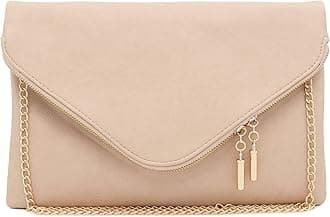 Large Envelope Clutch Bag with Chain Strap Nude