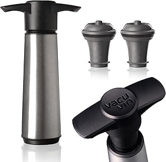 Vacu Vin Stainless Steel Wine Saver Pump with 2 Vacuum Stoppers - Airtight, Leakproof, and Reusable to Preserve Wine Freshness for Up to 10 Days - Easy to Use Perfect for Every Occasion