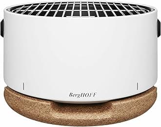 BergHOFF LEO Portable Tabletop BBQ Grill To-go grill with Heat Resistant Base Easy-carry strap & detachable handles, Removable elements, Adjustable airflow, 13.75", White