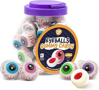 Eyeballs Gummy Candy, 19 Ounce Jar (30 Count) - Strawberry Jam Center