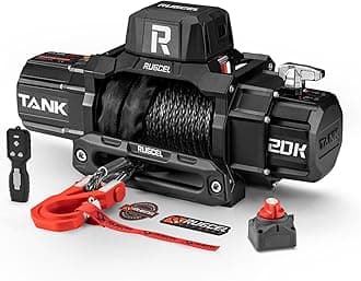 RUGCEL WINCH 20000lb 12V Heavy Duty Truck Winch Waterproof Electric Synthetic Rope Winch,Black Rope,2 in 1 Wireless Remote Control, for Truck SUV, Recreational Vehicle,Tank Series.