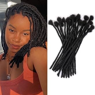 100% Human Hair Dreadlock Extensions for Men/Women, 0.6cm Thickness 4 Inch 30 Strands Full Handmade Can be Dyed and Bleached Permanent Loc Extensions Human Hair