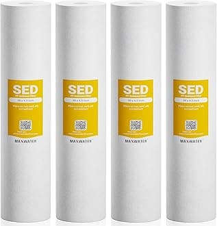 Max Water 5 Micron 20 x 4.5 Sediment Filter 20 inch Whole House BB Water Filtration System Replacement Compatible Cartridge DGD-5005-20, FP25B, AP810-6, FPMB5-20, P5-20, 155358-43, 4-Pack