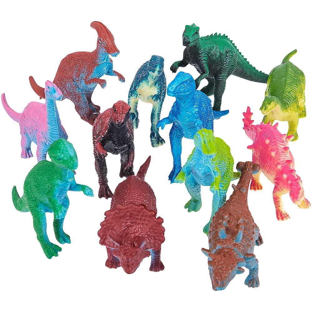Rhode Island Novelty 3 Inch Mini Dinosaurs, One Dozen Assorted