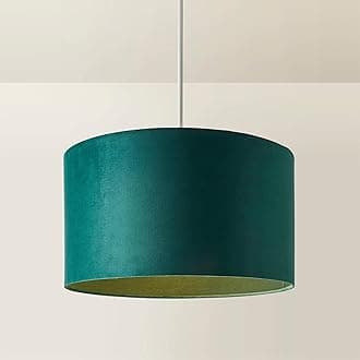 MiniSun | Large Modern Forest Green Velvet Drum Light Shade | Lamp Shades, Home Décor & Improvement Essential | 45cm Shade Width