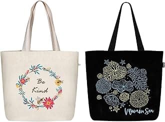 Eco Right Large Canvas Tote Bag for Women, Tote Handbags for Women with Zipper & Inner Pocket for College, Shopping, Office