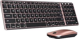 seenda Bluetooth Keyboard and Mouse Combo for Mac, SKM64-2 Rechargeable Slim Wireless Keyboard Mouse Compact, 3 Multi-Device Connection, Compatible for Mac, MacBook Pro/Air, iPad, Black Rose Gold