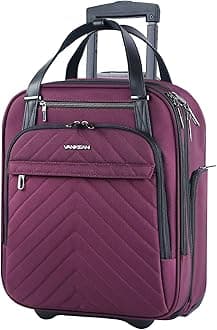 VANKEAN Rollable Laptop Bag Underseat Travel Backpack with Wheels - 16-inch Underseater Lightweight Overnight Suitcase with Wheels Roller Case for Women Men Travel Business, Burgundy