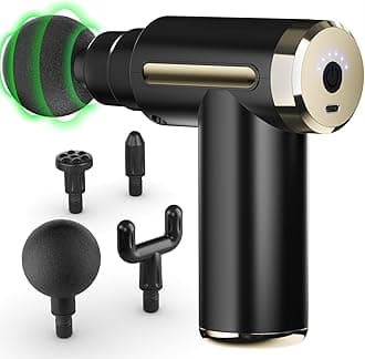 Massage Gun Deep Tissue for Pain Relief with 4 Massage Heads & 6 Speeds, Electric Mini Handheld Body Massager for Any Pain Relief, Best Gifts for Dad and Mom