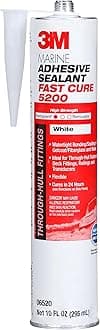 Marine Adhesive Sealant 5200FC Fast Cure, White, Flexible Bonds, Water-Resistant, 10 fl oz (295 mL) Cartridge, 1 Each