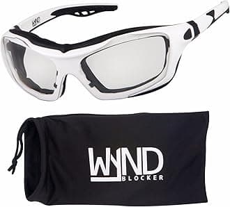 WYND Blocker Motorcycle Riding Glasses Extreme Sports Wrap Sunglasses (White/Clear)