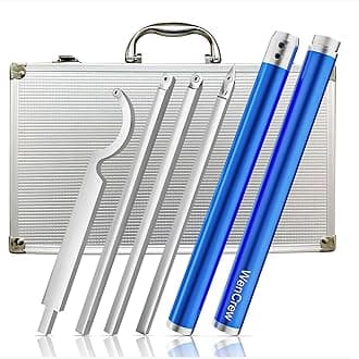 WenCrew Carbide Tipped Wood Turning Tool Set, Carbide Lathe Tools for Woodturning, Lathe Rougher Finisher Swan Neck Hollowing Tools with Extendable Shafts