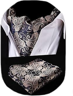 Cravat for Men Silk Paisley Mens Cravat and Pocket Square Set Polka Dot Ascot Tie and Handkerchief for Wedding Party Christmas