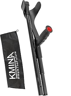 KMINA PRO - Crutches Folding Carbon Fiber (1 Piece), Crutches for Women, Crutches Folding Lightweight Crutches Carbon Fiber Walking Aid Lightweight Crutches - Made in Europe
