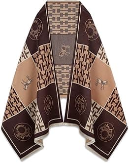 EXTREE Scarfs for Women Pashmina Silky Shawl Wrap for Evening Dressing Blanket Open Front Poncho Cape