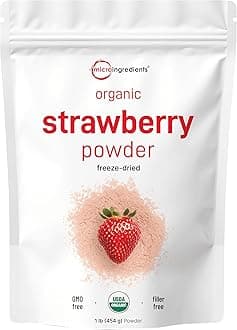 Micro Ingredients Organic Strawberry Freeze Dried Powder, 12 Ounce (56 Serving), Strawberry Powder for Baking, Best Super Foods for Smoothie & Beverage Blend, Non-GMO, Vegan