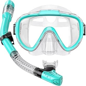 Seovediary Snorkel Set Adults Snorkeling Gear Anti-Fog Panoramic View Swim Mask Dry Top Snorkel Kit with Carry Bag for Snorkeling Scuba Diving Swimming Travel