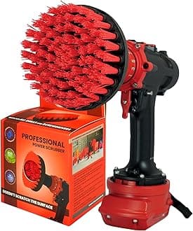 Premium Drill Brush Professional – Stiff 13 cm Red | Scratch-Free Outdoor Cleaning Brush for Patio Bricks, Decking, Garden Tools, Lawn Mowers, Bicycles, Car Wheels, Pool Tiles and Boat Hulls