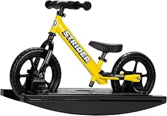 Strider 12” + Rocking Base - Helps Teach Baby How to Ride a Balance Bicycle - for Kids 6 Months to 4 Years - Easy Assembly & Adjustments
