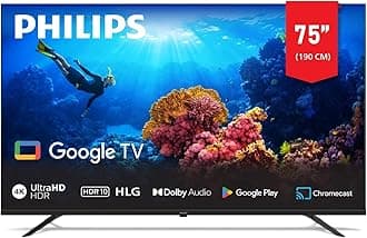 Philips 75 Inch 4K Smart Google TV 7100 Series 75PUT7129/56, Dolby Vision+ HDR 10,Google Voice Assistant, Youtube, Netflix, Shahid,2024 Model,1 Year Warranty