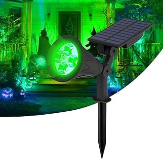 LED Solar Spotlights Green,4 LEDs Waterproof Solar Powered Security Garden Lights,Auto-on at Night/Auto-Off by Day, 180 Angle Adjustable for Patio,Tree,Deck,Outdoor