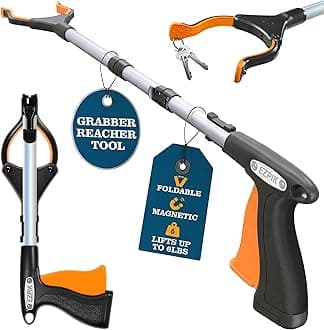- EZPIK Pro 36" Flexible Folding Grabber Tool for Elderly + Magnets, Reacher for Disabled & Seniors Heavy Duty Rotating Grippers for Reaching Underneath, Trash Grabbers & Pickers for Mobility