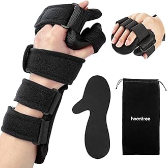 HOOMTREE Stroke Resting Hand Splint Right&Left Resting Hand Splint with Finger Separator Functional Night Immobilizer Wrist Finger Brace for Carpel Tunnel Pain,Sprain Fracture,Tendonitis (Left,Black)