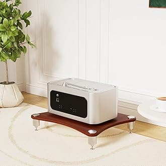 1-Tier AV Media Stand, Stereo Racks and Stands, Audio Equipment Cabinet with Speaker Spikes, Entertainment Device Open Air Storage (Dark Wood, 1-Tier)