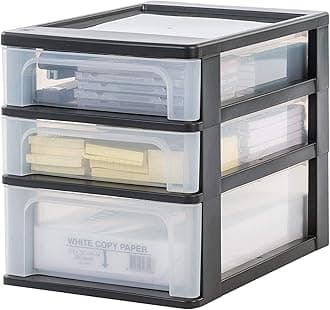 Iris Ohyama, Storage Chest - Organizer Chest OCH-2021 - Plastic, Black, 2 x 4L + 1 x 7L, L35.5 x W26 x H29.5 cm
