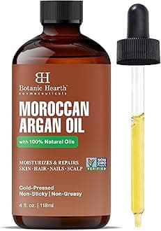 Botanic Hearth Argan Hair Oil for Adult Hydration, Nourishing, Strengthening, Curly, Frizzy, Dry, Damaged Hair, Non-GMO Verified, 4 fl oz, 1 Count