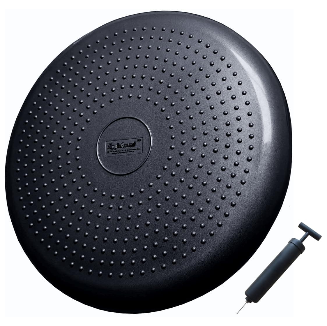 Inflated Wobble Cushion with Hand Pump, Air Stability Board (Extra Thick), Core Balance Disc for Adults, Sensory Wiggle Seat for Kids, Flexible Seating for All Age, 13.5in / 34cm Diameter