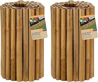 Garden Mile Set Of 2 Bamboo Log Roll Border Edging 30cm X 200cm Heavy Duty Wooden Garden Edging Border Bamboo Log Roll For Flower Beds Grass Yard Pathways Garden Edge Lawn Edge