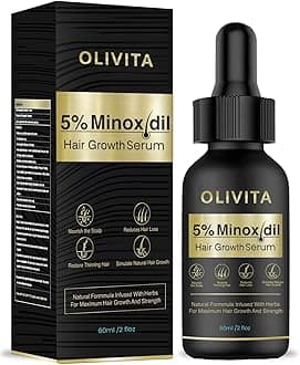 5% Minoxidil Hair Growth Serum for Men and Women, Biotin Oil, Natural Regrowth Treatment for Scalp Hair Loss, Thinning, Thicker Longer Fuller Healthier Hair, 1.7 Fl Oz