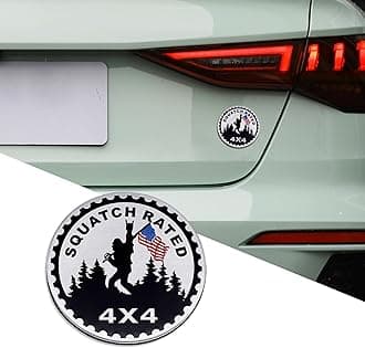 3D Car Badges Emblems, Squatch American Flag Emblem, 4 x 4 Metal Automotive Badge, Round Emblem Decals, Exterior Emblems Badge Compatible with Jeep Wrangler Vehicles (Squatch American Flag)