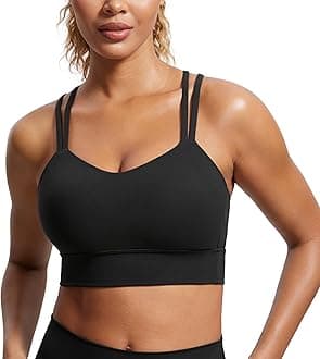 Womens Butterluxe Strappy Longline Sports Bra - Molded Cup Double Spaghetti Strap Workout Bra Yoga Crop Tank Top