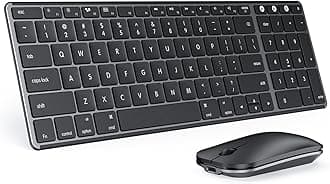seenda Bluetooth Keyboard and Mouse Combo for Mac, SKM64-2 Rechargeable Slim Wireless Keyboard Mouse Compact, 3 Multi-Device Connection, Compatible for Mac, MacBook Pro/Air, iPad, Black Gray