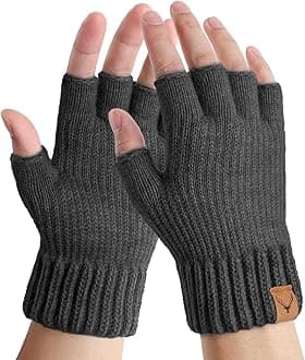 Fingerless Gloves Thermal Winter Gloves Warm Knitted Half Finger Gloves Mittens for Men Women Typing Driving Working