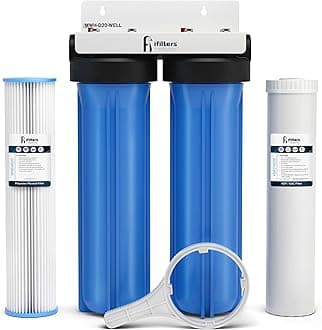 iFilters 2-Stage 20″ Well Water Whole House Filtration System | Dual-Stage Sediment & GAC/KDF Filters | Reduces Rust, Iron Sediment, Chlorine, Odor & Taste | 1″ Ports