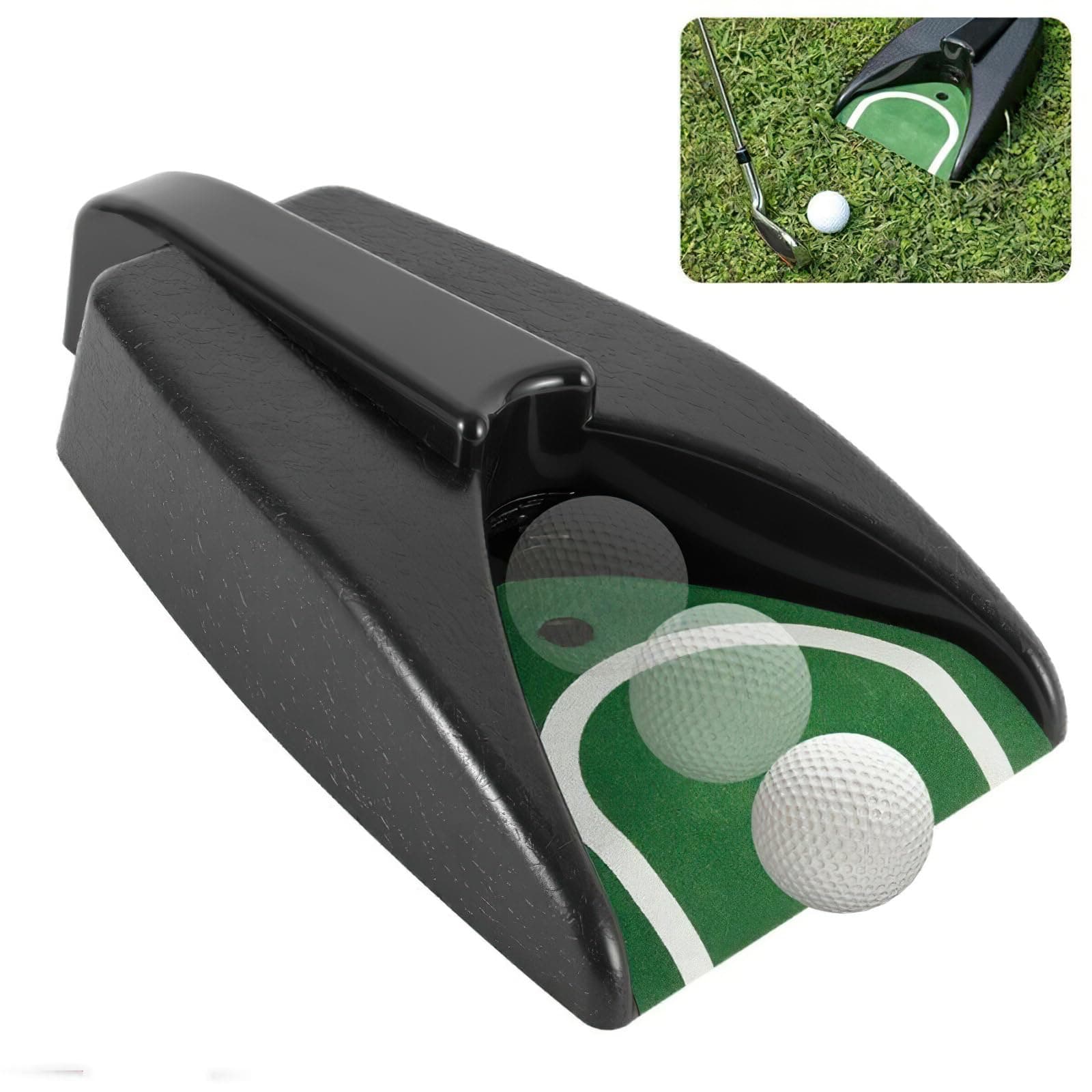 Golf Automatic Putting Cup, Golf Return Machine with 5Pcs Golf Ball Spikes Golf Putting Practice Hole Putting Training Aid with Auto Ball Return for Indoor Outdoor Golf Practice