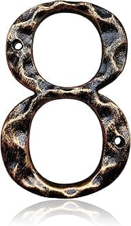 5.5 Inch House Numbers & Letters, Highly Visible Cast Iron Metal Home Address Number for Street Office Mailbox, Antique Brass (Number 8)