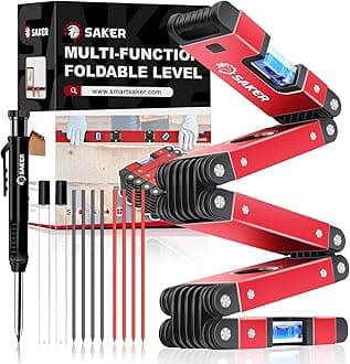 Saker Multi-Function Foldable Level and Deep Hole Pencil Set,Gifts for Men,Perfect Set of Multi-Angle Measurement Woodworking Tools and DIY Woodworking Scribe Gauge Scriber Line Maker Measuring Tool