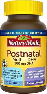 Postnatal Multivitamin + DHA 200 mg, Postnatal Vitamins for Women, Includes Iron, Vitamin D3, Calcium, Iodine & More for Breastfeeding Moms, 60 Softgels