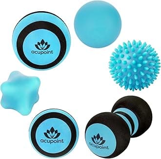 Massage Ball Therapy Set for Muscle Knots and Post-Workout - Physical Therapy Balls, Trigger Point & Yoga Therapy, Massage Ball for Feet - 6-Piece Set (Blue)