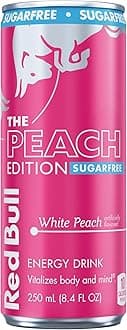 Peach Edition Sugarfree Energy Drink, White Peach, 8.4 fl. oz. can, with 80mg Caffeine, Taurine & B Vitamins