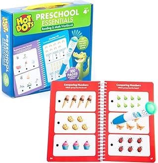 Educational Insights Hot Dots Preschool Essentials: Reading & Math Workbook - Preschool Workbooks with Interactive Pen, Homeschool Learning Books, Build Toddler Reading & Math Skills, Ages 4+