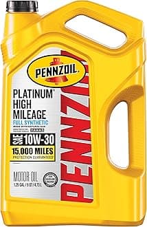 Pennzoil Platinum High Mileage Full Synthetic 10W-30 Motor Oil, 5 Quart