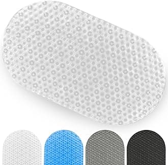Vive Oval Bathtub Mat - Nonslip Shower Floor Pad - Non-Slip and Non-Skid for Bath Tub with Strong Rubber Suction Cup Grip - for Baby, Elderly, Kids, Bathroom (Gray)