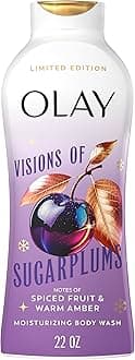 Olay Body Wash for Women, Hydrating & Moisturizing, Holiday Edition, With Plant Based Cleansers, B3 Complex, For All Skin Types, Visions of Sugarplums with Spiced Fruit & Warm Amber Scent, 22 fl oz